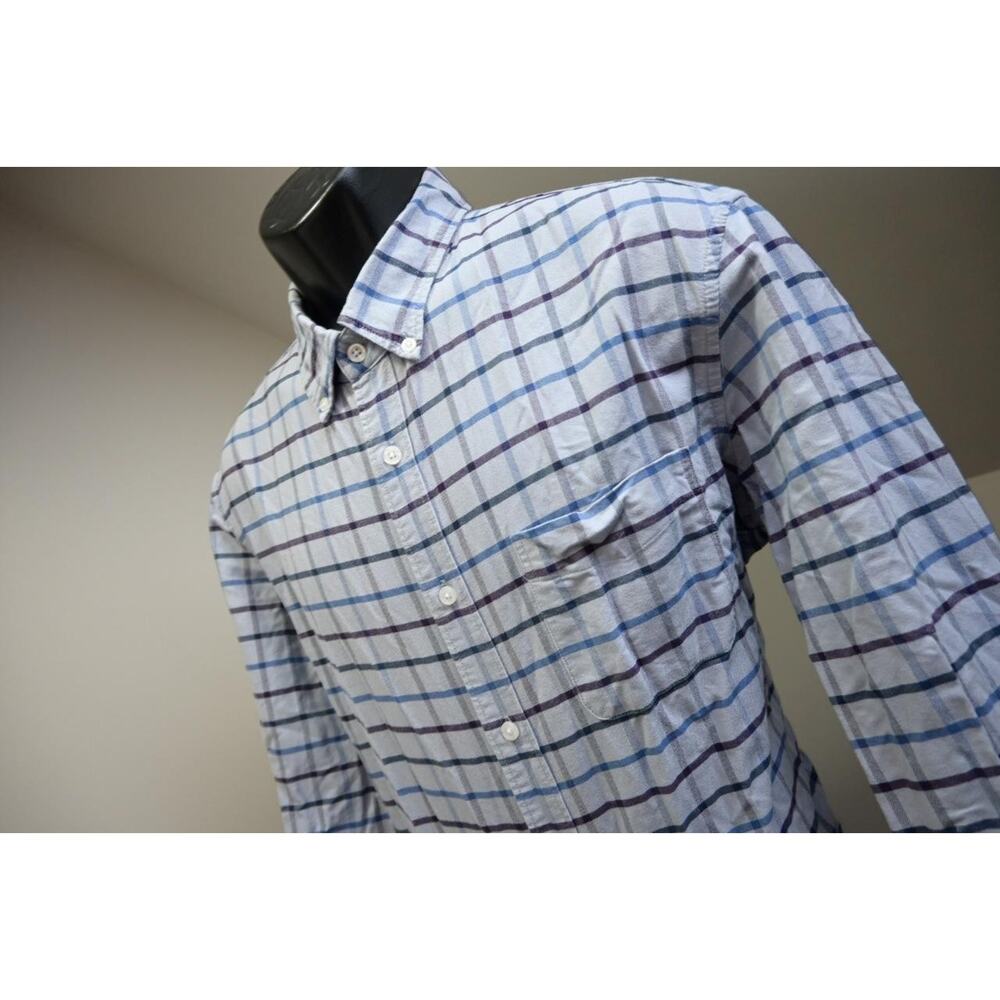 J Crew Flex Oxford Dress Shirt Plaid Long Sleeve Button Up Mens‎ Large
